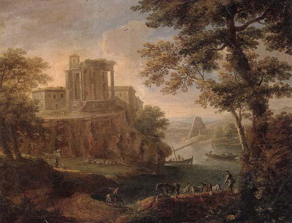 Paolo Anesi Rome,a view of tivoli with the temple of the temple of the tiburtine sibyl